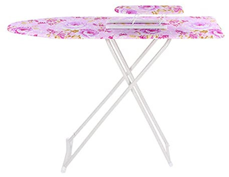 Shienfir Lightweight Folding Ironing Board, 92 X 78cm Folding Ironing Board, Folding Metal Iron, Pink Flower Design Iron Board Rack Foldable Non Slip Adjustable Height