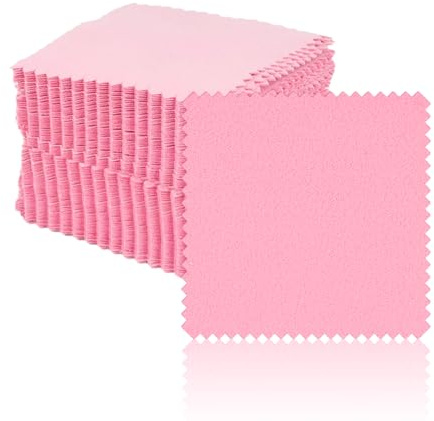 Lot de 30 chiffons de nettoyage pour bijoux en argent et argent (8 x 8 cm, rose), Tissu