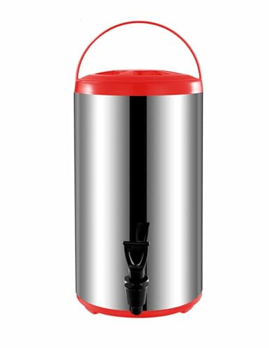 HENXUE Isolierter Getränkespender Aus Edelstahl, 6 L, 8 L, 10 L, 12 L, Doppelschichtiger Heiß-Kalt-Eimer, Handelsübliche Qualität Für Milch, Tee, Kaffee, Zuhause, Schule, Büro,002,10L