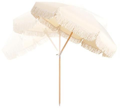 200cm Gartenschirm Sonnenschirm, Kippbarer Strandschirm mit Fransen, Tragbarer UV-Schutz Balkonschirm, Quastenschirm für den Garten Pool Garten Tisch