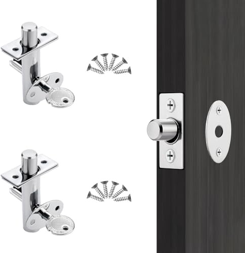 2 pares de pernos de seguridad para puertas interiores con llaves y tornillos para puertas interiores, puertas de madera y ventana interior