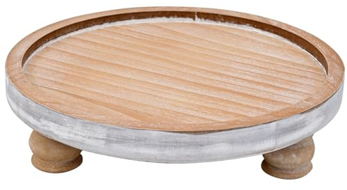 Modern Farmhouse Wood Riser for Display Waterproof Brown Round Pedestal Stand for Kitchen Counter and Home Decor, Perfect for Soap on Sink