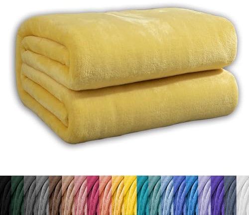 GAIFNAG Kuscheldecke Decke Sofa Strickdecke 70 x 220 cm Extra Weich, Warme Gemütliche, Pflegeleichte Dicke Sofadecke Couchdecke für Frauen, Männer, Haustier, Familie, Gelb