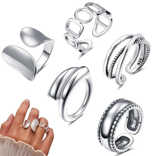 XOXVURI 5 Pieces Stainless Steel Knuckle Rings Women'S Knuckle Midi Rings Set Boho Rings Set Stainless Steel Knuckle Rings Set Women'S Knuckle Rings Set Fashion Jewellery Rings Stainless Steel