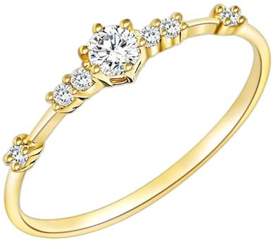 Wycian Freundschaftsringe Beste Freundinnen, Partnerringe Zirkonia 9K Gelbgold Gelbgold Größe 58 (18.5) mit Kleinen Zirkonia Gravur für Damen Neujahr