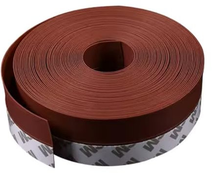Burlete puerta entrada de longitud 5 metros, burletes para puertas, ideal bajo puertas para el frio entrada, aislante termico ventanas, sello autoadhesivo resistente y flexible (Marrón)