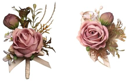 Ansteckblume für Handgelenk, Blumenarmband, künstliche Ansteckblumen, elegante Ansteckblume für Hochzeit, Boutonniere, Handdekoration für, Brautjungfer, Abschlussball, Hochzeit, 2 Stück, Refer