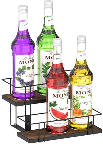 Alyoen Kaffeesirup-Organizer, 6 Flaschen, Sirup-Halter für Kaffeebar, kleines Kaffee-Bar-Organizer, Regal, kaffeeregal für Arbeitsplatte, Wein, Likör