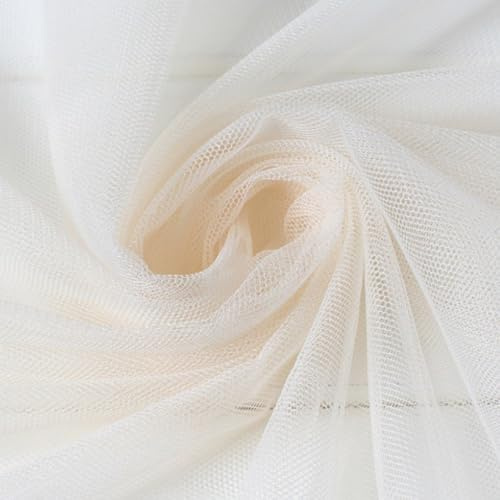 Duories 500cm x 300cm Mash Stoff Meterware, Extra Breit Softtüll Netzstoff Tüllstoff zum Nähen, Tüll Stoff für Bekleidung Gardine Tischdecken Hochzeit Vorhang Freihanddeko Tüllrock Party Deko,Beige
