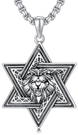 ROMANTICWORK Collar de plata de ley 925 con colgante estrella de David Yhvh Yhwh Yahvh Hebreo Joyería para hombre y mujer, 26 x 26 mm, Plata esterlina
