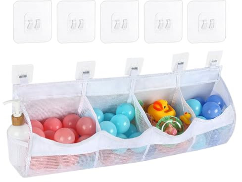 Contenitore per giocattoli per vasca da bagno, 70 x 20,5 x 16 cm, scaffale per doccia, design salvaspazio, struttura in poliestere, per casa, hotel, piscina, parco, uso familiare