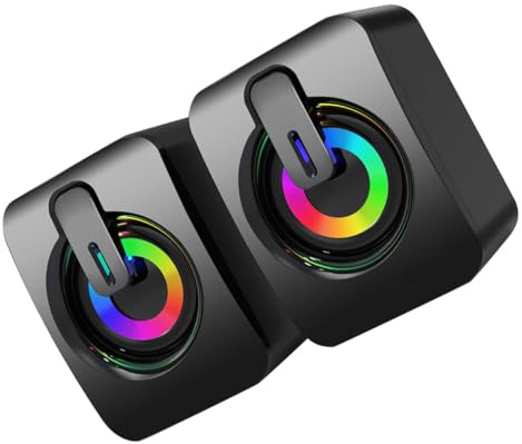 VILLCASE 1 Paio Altoparlanti Gaming USB con Subwoofer e Luce Casse Acustiche per Computer e Laptop con Suono Omnidirezionale e Volume Design Elegante e Bass