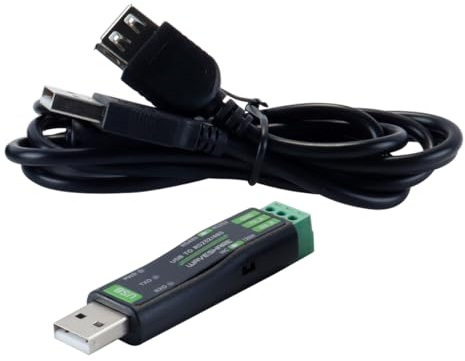 Hoite Adaptador convertidor USB a serie RS485/RS232 con chip FT232RNL original, TVS integrado, fusible reiniciable, protección ESD y diodo TVS.