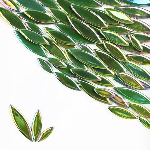 500g/Set Blütenblatt Mosaik Fliesen Blatt Blütenblatt Keramik Fliesen zum Basteln, DIY Mosaik Herstellung Steine für DIY Herstellung, Handwerk, Hobby, Kunst und Wanddekoration (Green)