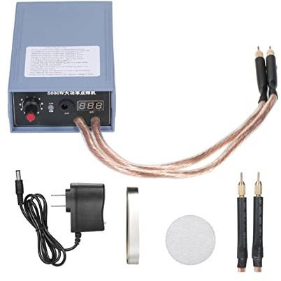 Saldatrice a punti portatile da 5000 W Saldatrice a batteria for uso domestico portatile Saldatrice automatica corrente regolabile Fai da te per principianti(No foot pedal)