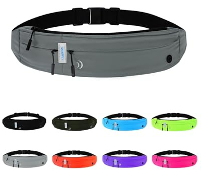 Waterfly Löpbälte herr dam, ultratunn midjeväska för löpning maraton jogging träning sport fitness, Mörkgrå, Gris