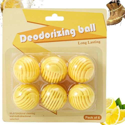 6PCS Shoe Deodorizer Balls,Shoe Fresheners,Ball Deodorant,Shoe Freshener & Deodoriser,Shoe Smell Remover,Odor Eliminator for Shoes/Gym Bags/Lockers, Quick-Twist Action,Long-Lasting Fresh Scent#Lemon