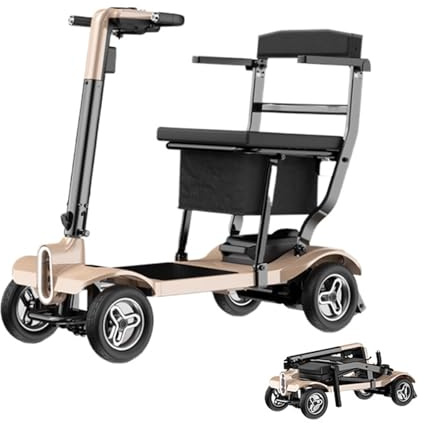 4-Rad-Elektromobil,Tragbares Reisemobil,Zusammenklappbares Elektromobil,Elektromobil Für Erwachsene,Rahmen Wiegt Nur 16,8 Kg (37 Lbs),Trägt Sicher 125 Kg (275 Lbs) 6.6Ah