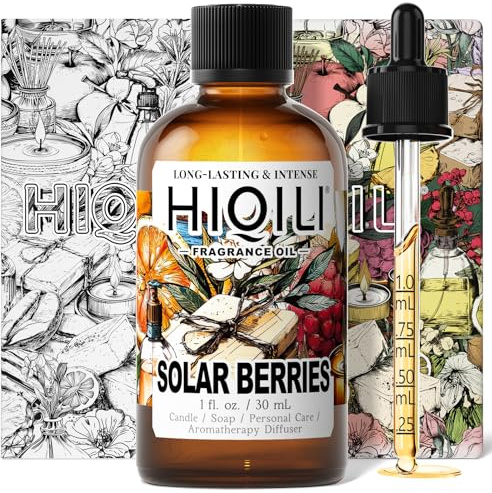 HIQILI Solar Berries Duftöl für Ried-Diffusoren, Kerzen & Badebomben | zum Basteln von Kerzen, Badebomben und Parfum, als Nachfüllöl für Ried-Diffusoren für Zuhause und Büro,30ml / 1 fl.oz Flasche