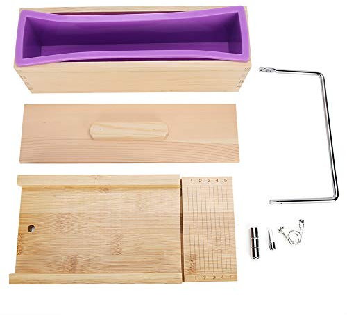 Molde para hacer pan y pasteles de jabón antiadherente hecho a mano de 900 ml, juego de moldes para cortar jabón con cortador de alambre y forro de silicona, herramienta multiusos