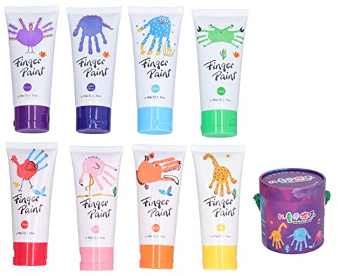 TOPINCN 8-teiliges Waschbares Fingermalset, Sicheres DIY-Fingermalset für für Kunstaktivitäten Im Klassenzimmer, mit Stabiler Aufbewahrungsbox für Papier, Pappe und Posterkarton