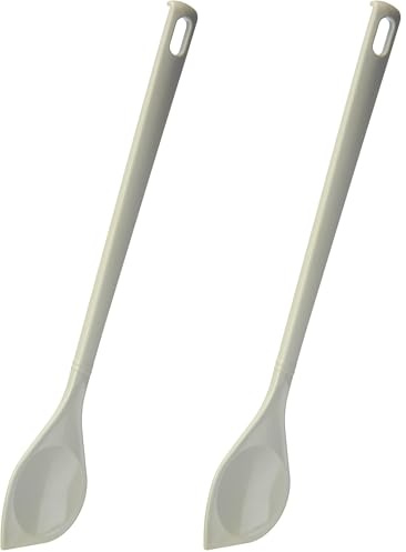 Fackelmann Spitzlöffel BLANCA, Küchenhelfer aus Kunststoff, Kochlöffel für beschichtete Töpfe und Pfannen (Farbe: Weiß), Menge: 1 Stück (Packung mit 2)