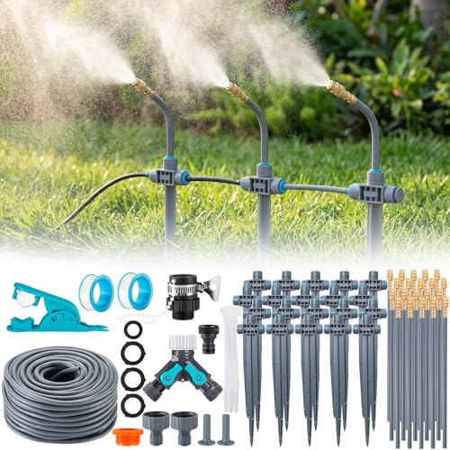 Garten Bewässerungssystem mit Erdspieß 360° Frei Verstellbar | Gartenbewässerung Irrigation System Kühlsystem für Gewächshaus, Hochbeet, Sprühnebel Terrasse, Balkontopfpflanzen