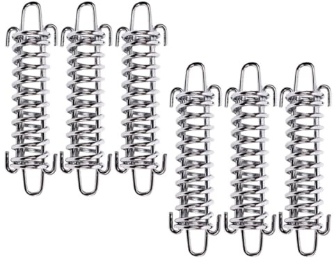 Parliky Set 6 Tenditori per Fune in Acciaio Inox Fibbia a Molla, Gancio Portatile per Campeggio e Tende da Esterno, Molle di Tensione Resistenti per Fissaggio Sicuro e Rapido