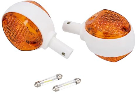 Set: Blinker in Weiß, Blinkerkappen Orange + LED Soffitte 12V - für Simson