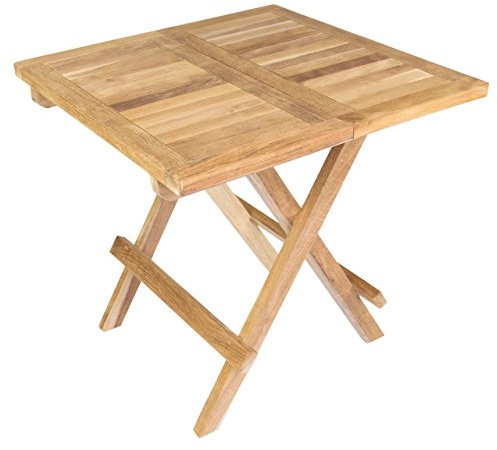 Divero Klappbarer Balkontisch Oslo aus Teak Holz, unbehandelt | robust und witterungsbeständig