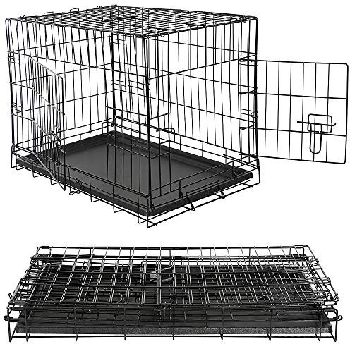 Melko Drahtkäfig für Hunde 120 x 75 x 80,5 cm mit 2 Türen, klappbar