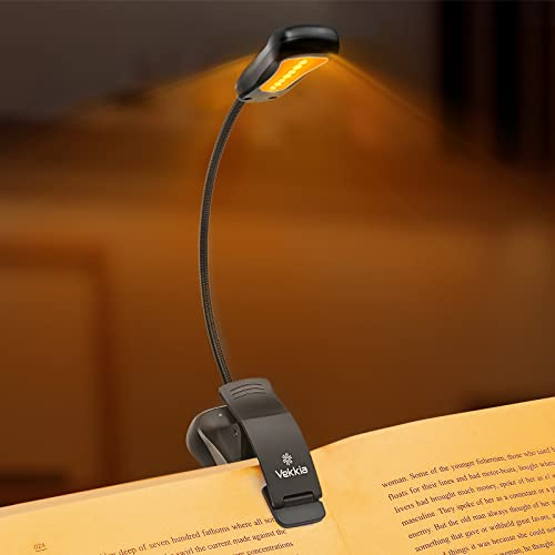 Vekkia Amber Rechargeable 7 - Led Eye - Care Book Light with Blue - Light Blocking, 3 Levels, 1600K for Eye - Friendly Use. Offers Up to 70 Hours of Reading