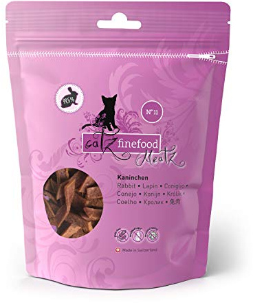 catz finefood Meatz Katzen Leckerlies Kaninchen N 11 - knusprige Streifen aus Kaninchenfleisch - gegrillt und getrocknet - Katzensnack ohne Zucker, getreidefrei, 8 x 45g, 1er Pack (1 x 360 g)