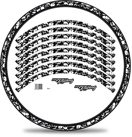 16-teiliges Set Felgenrandaufkleber Sticker für Fahrrad Felgen in verschiedenen Designs Komplett Set für 27 29 für Ebike Rennrad Mountainbike MTB Laufrad RX035 (Nr. 3 Totenköpfe, Matt)