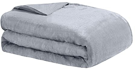 Dreamlab Kühlende wendbare gewichtete Decke mit abnehmbarem Bezug, Amethyst- und Quarzkristall, 6,8 kg, Grau