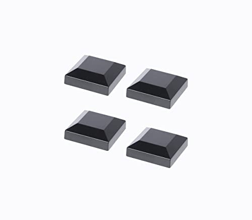 Aluminium Fence Post Caps for True 2.5 x 2.5 Fence Posts, Aluminum, Metal,Wood,Mailbox Posts, Pyramid Post Cap Cover Pressure Fit- Black (4)