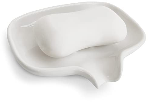 Multi-Color Ceramic Soap Dish with drain, Bathroom Soap Holder(White) | Self Draining Soap Holder, Easy to Clean, Keeps Soap Dry