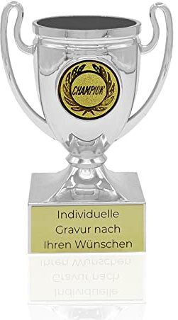 Zelaro Pokal mit Gravur Wunschtext | Pokale Kindergeburtstag | Henkelpokal als Geschenk für Kinder, Frauen und Männer mit Embleme | Wanderpokal für jeden Anlass | Trophäe Mini Pokal in DREI Farben