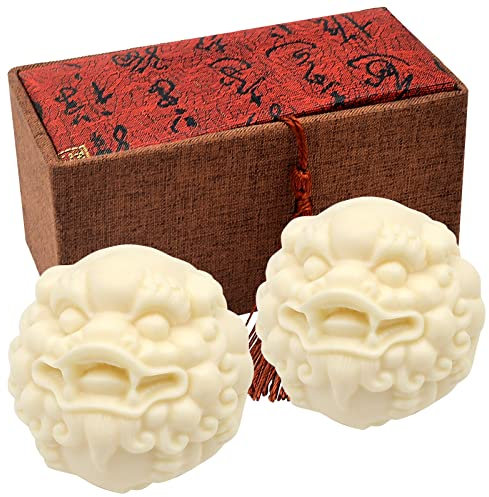 Juanxian 1.9 Inch Thuja Baoding Balls Hand Carved Pixiu Balls Health Stress Relieve Hand Exercise Tool