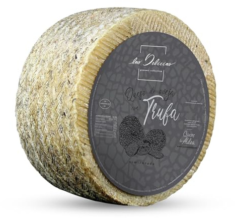 QUESOS LA ALDEA | Queso Artesano de Oveja Semicurado con Trufa 3kg | Queso Semi Curado Gourmet | Lote de Quesos Perfecto para Regalo, Cestas Navidad Gourmet y Pack para Regalar