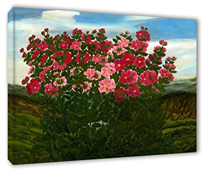 André Bauchant Famous Oil Paintings Reproductions-Floral Giclee Canvas Prints-Landscape Pictuers Print on Canvas-'Japanese Quince Tree'-Framed ready to hang Wall Art 70x90cm(28x35in)