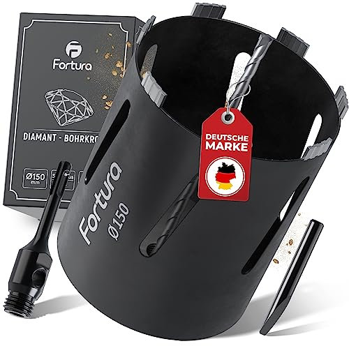 Fortura® Kernbohrer/Bohrkrone Ø42-162mm / 200mm Länge/SDS Plus/Dosenbohrer/Diamantbohrkrone/Bohrkrone Steckdose/Kernlochbohrer/Diamant(Ø150x200mm)