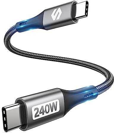 Silkland 240W Cable USB C Carga Rapida 30cm, 48V PD 3.1 5A USB Tipo C QC4.0, Cable USB-C a USB-C 140W 100W para MacBook Pro/Air, Laptop, iPad Pro/Air, Samsung S23 Ultra S22, Pixel7, Powerbank, Tableta
