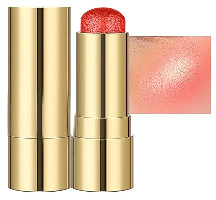 Cream Blush Stick, Cream Contour Stick, 3-in-1 Cheek Blush & Lip Tint & Eyeshadow Long Lasting Lightweight Multi-Stick, Blushers for Cheeks Makeup Easy To Use On The Go(02)