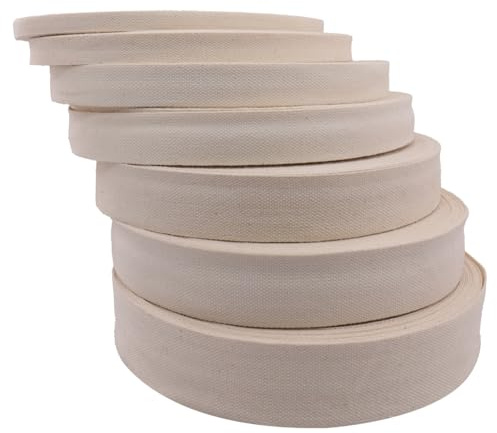 Rockreyoa 50 Meter 1 Rolle Baumwoll Gurtband Twill-Band Baumwollgewebe Schrägband Einfassband Köperband Baumwolle Textilband für Nähen Basteln Handwerk Heimdekoration Geschenkverpackungen 3.0cm