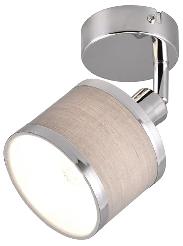 Trio Leuchten Wandspot Arosa 812100106, Metall Chrom, Schirm Stoff, exkl. 1x E14 |