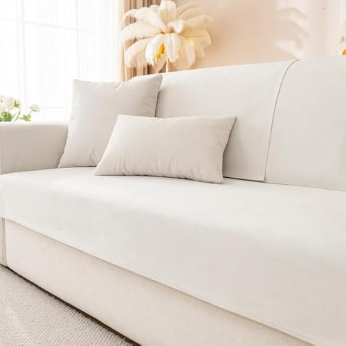 GKXLH Neue wasserdichte Sofa überzug - Weiche Chenille Sofa Sitzkissenbezüge, rutschfeste Sofabezug waschbar 1 2 3 4 Sitzer Couch überzug für Sektionssofa, Sofaüberwürfe L Form (Reis Weiß, 90x180cm)