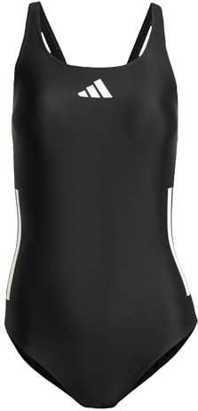adidas Donna 3 Stripes C-Back Swimsuit, Black/White, 44