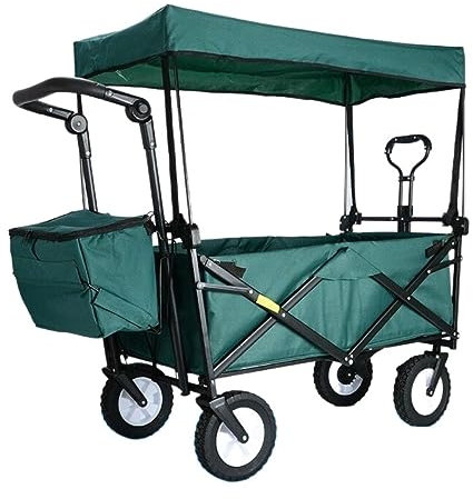CCYENG Trolley Cart Klappbarer Gartentrolley Mit Überdachung Robuster Wagenwagen Tragbarer Einkaufswagen Für Outdoor-Camping Push-Pull-Wagen Campingwagen Gartenwagen