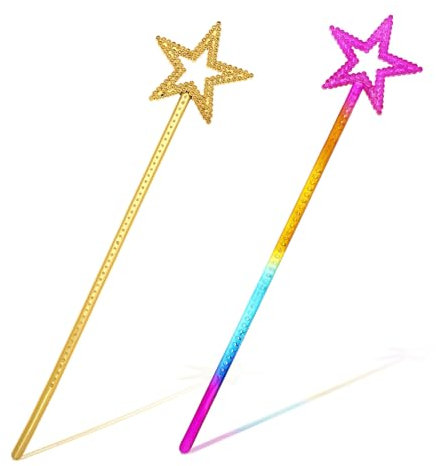 ZEYIYER Zauberstab Glitzer Mädchen 2 Stück, Prinzessin-Stab, Feenstab für Kinder, Stern Fee Zauberstab zum Weihnachten Kostüm Kostüm Requisiten Cosplay Dekoration